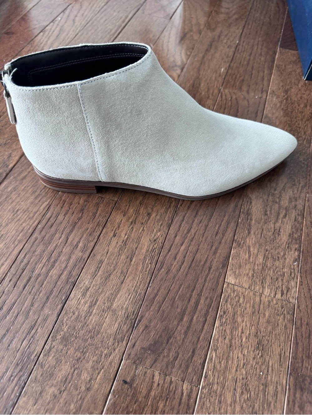 Cole Haan Pointed Toe Ankle Boot in Light Tan Suede